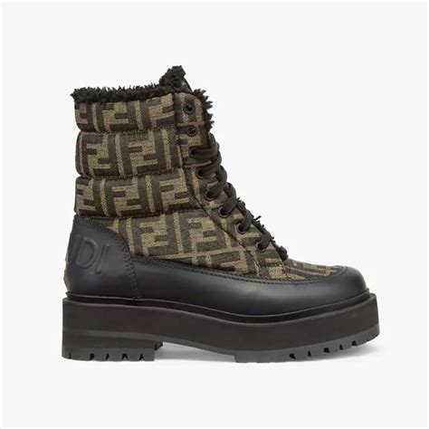 fendi biker stiefel|Black leather biker boots with FF fabric .